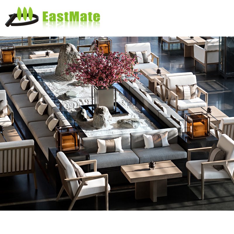 Modern Contemporary European Style Wood Living Room Furniture Sets Custom Made Five-Star Hotel Lobby Sofa Leather Concise