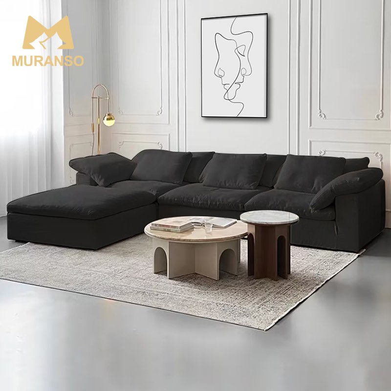 Custom Easy And Convenient Feather Nordic Modular Sectional Sofa Living Rooms Sofa Comfortable White Couch