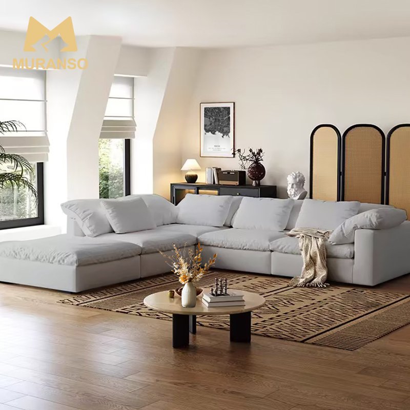 Custom Easy And Convenient Feather Nordic Modular Sectional Sofa Living Rooms Sofa Comfortable White Couch