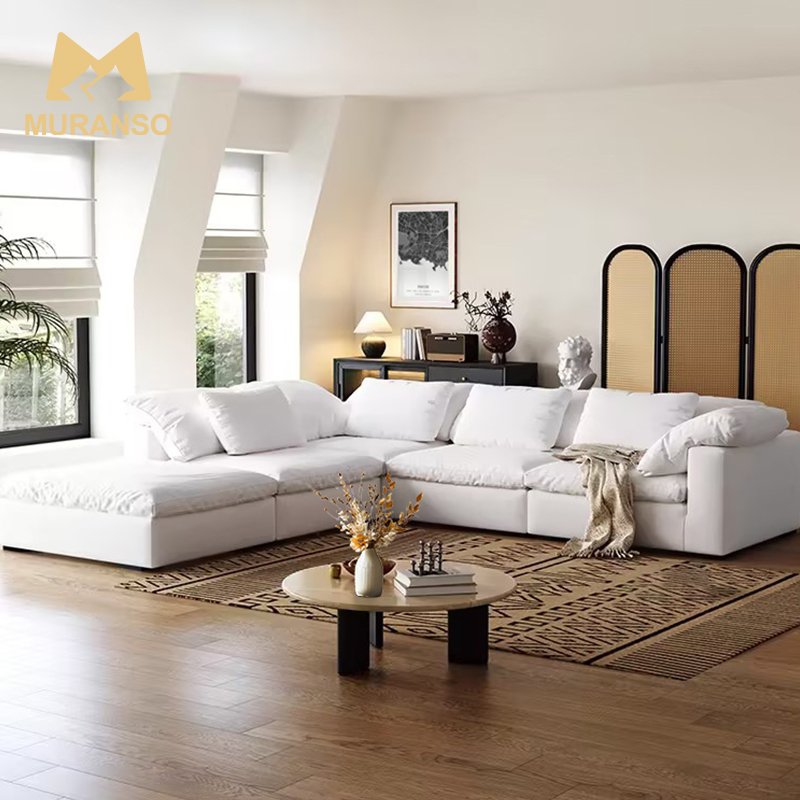 Custom Easy And Convenient Feather Nordic Modular Sectional Sofa Living Rooms Sofa Comfortable White Couch