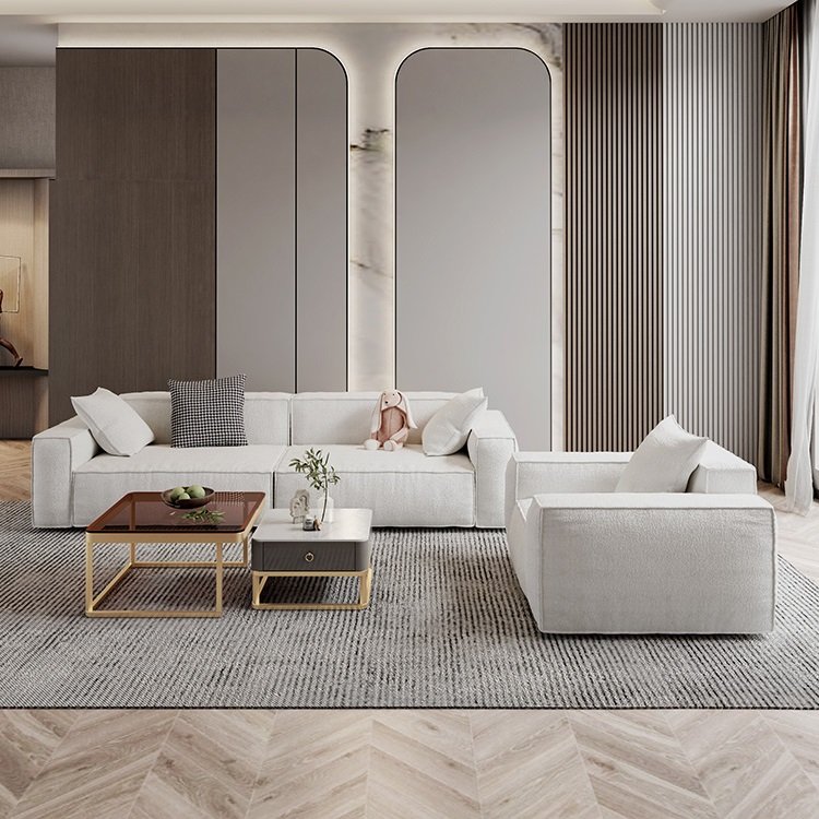 Nordic living room sofa simple modern bean curd reception reception hotel lobby sales office straight sofa
