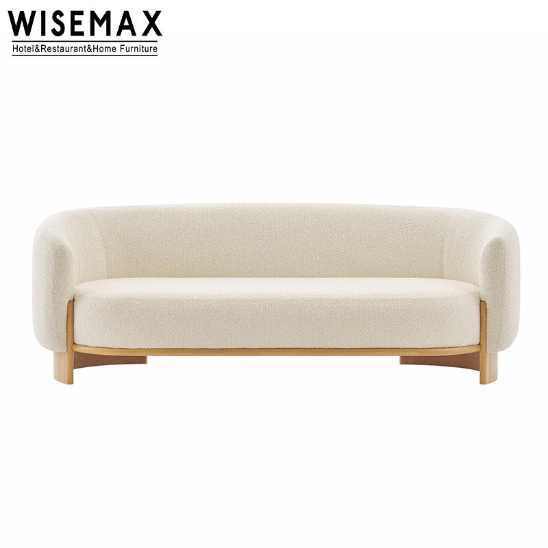 WISEMAX FURNITURE Designer L Shaped Sofa Set Living Room Furniture Customized Curved Backrest Wooden Base Single Sofa Chair