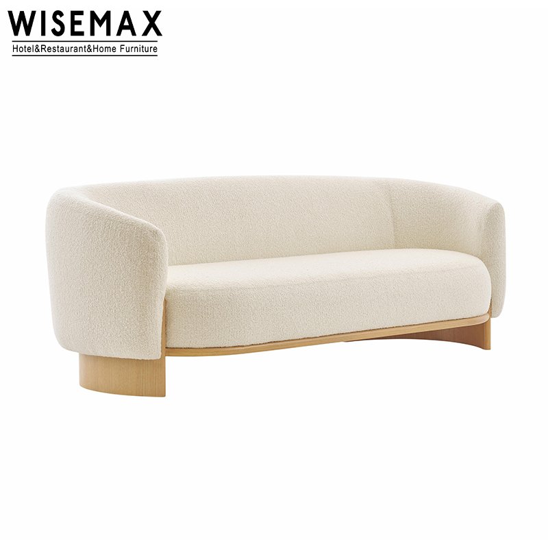 WISEMAX FURNITURE Designer L Shaped Sofa Set Living Room Furniture Customized Curved Backrest Wooden Base Single Sofa Chair