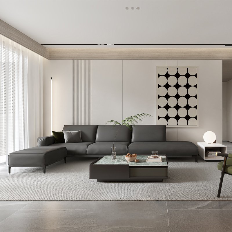 Modern living room sofa set furniture minimalist style u shape sectional sofa for villa design