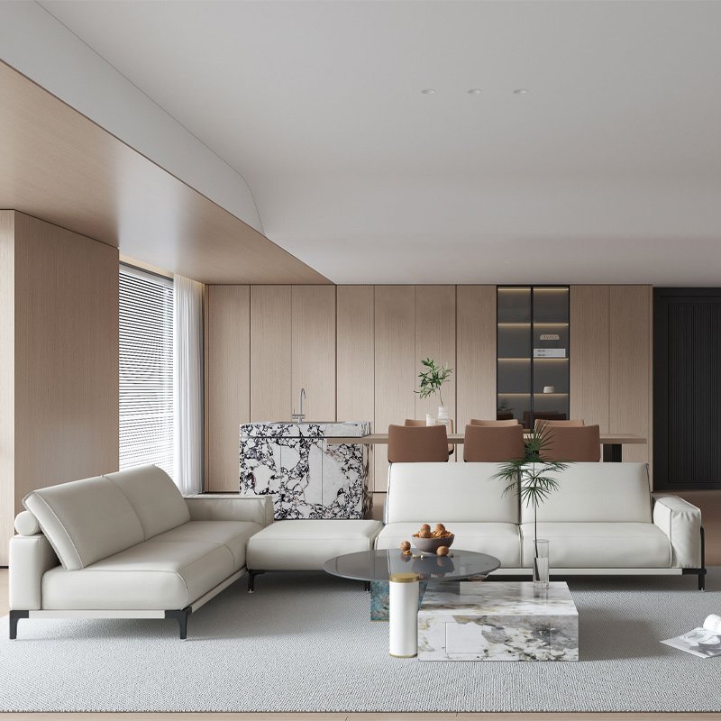 Modern living room sofa set furniture minimalist style u shape sectional sofa for villa design