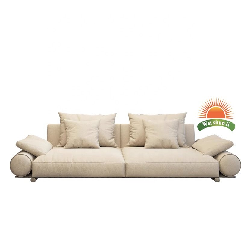 Italian Light Luxury Frosted Leather Sofa Luxury Living Room Sofa Set Three Person High-end Villa Full Leather Sofa