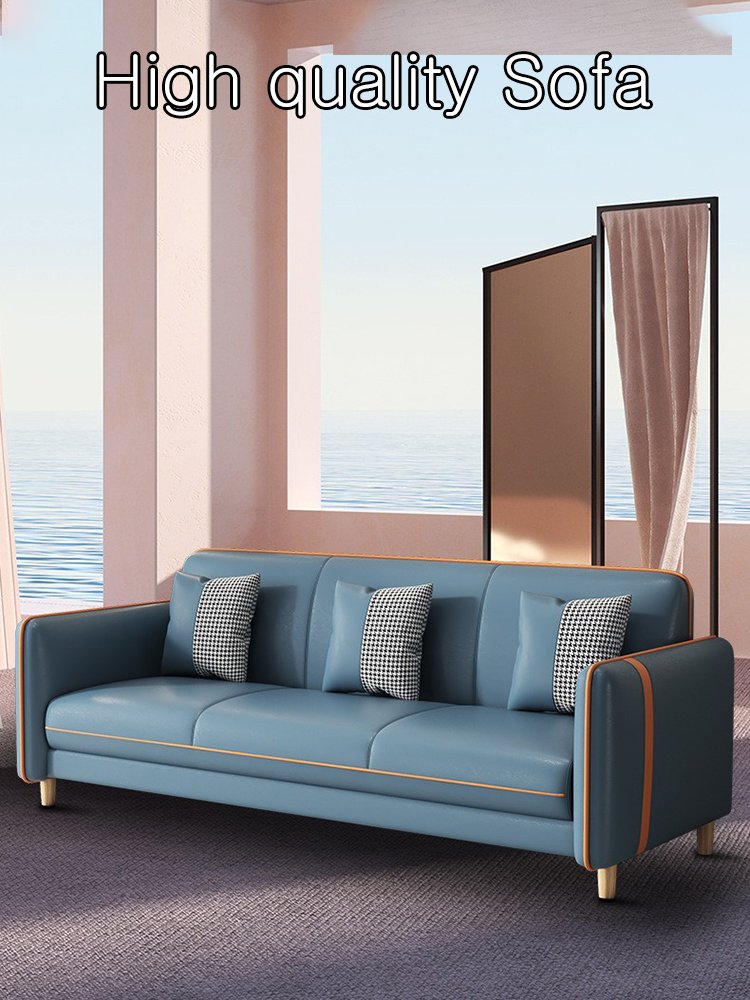 Home Furniture 3 Seater Sofa Couch Large Capacity Sofa with Wood Legs for Living Room Bedroom Dormitory Apartment