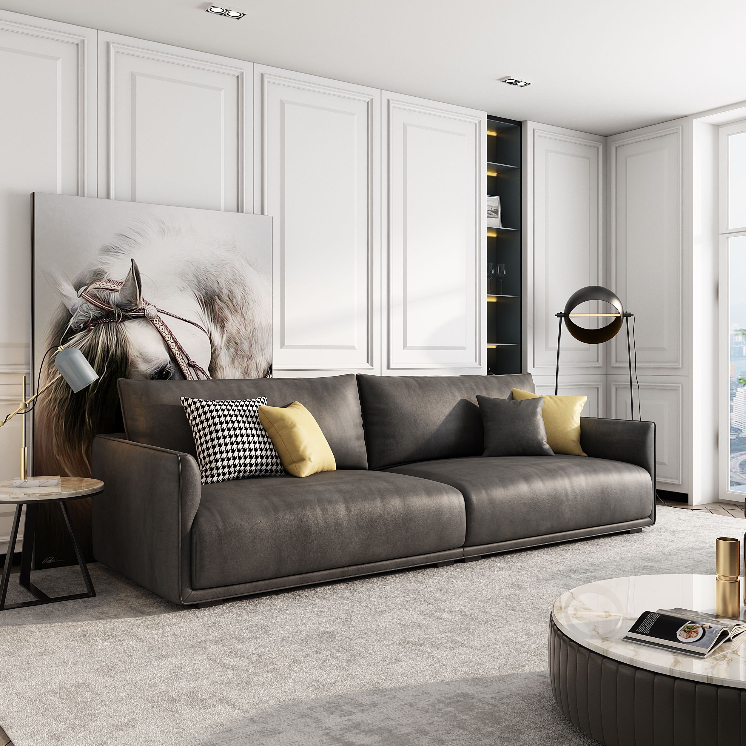Hot Sale genuine leather sofa set furniture living room big sofa simple modern sectional couch leather sofa set