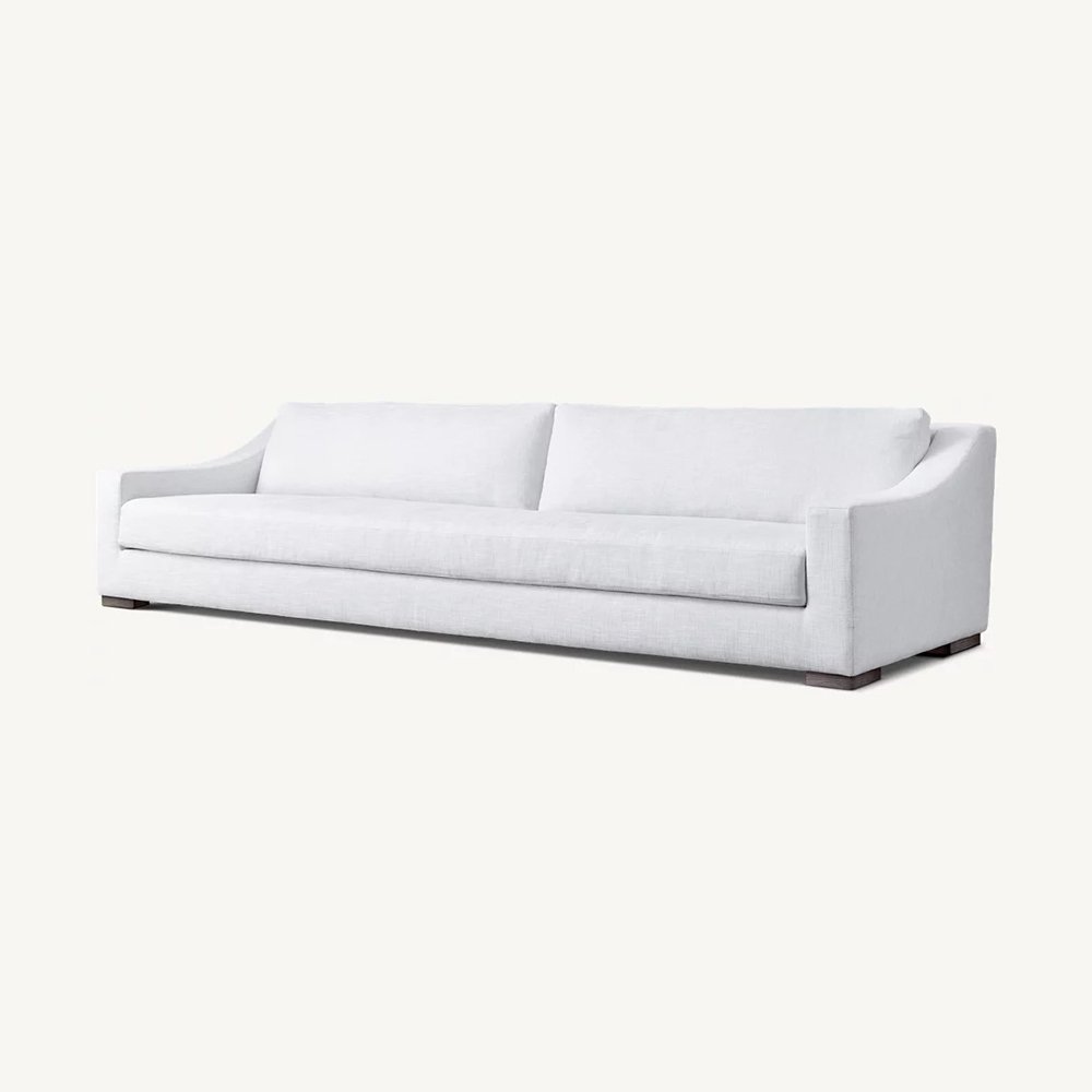 Defaico Performance Linen Fabric Living Room Sofa White Color Sectional Sofa