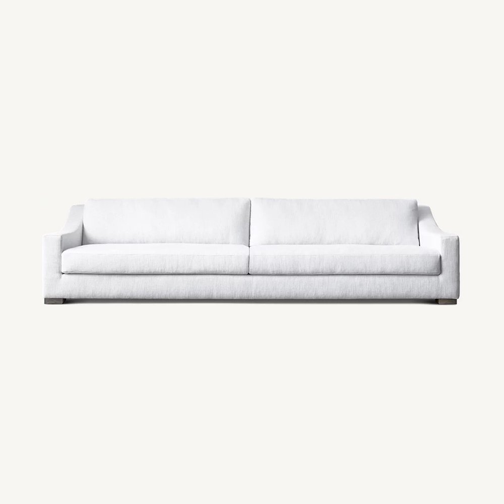 Defaico Performance Linen Fabric Living Room Sofa White Color Sectional Sofa