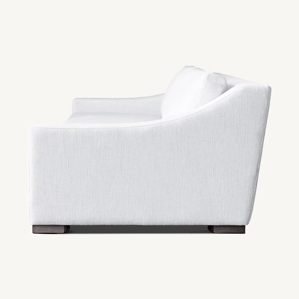 Defaico Performance Linen Fabric Living Room Sofa White Color Sectional Sofa