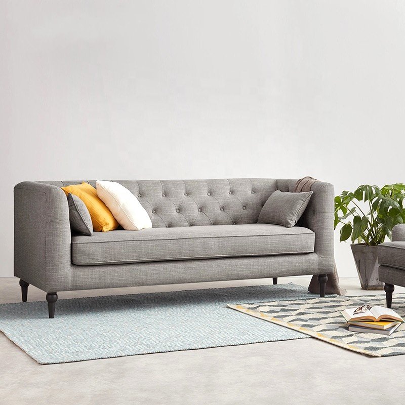 Solid Wood Fabric Sofa Set for Home for Living Room Dining Kitchen Villa Bedrooms School with Section Features