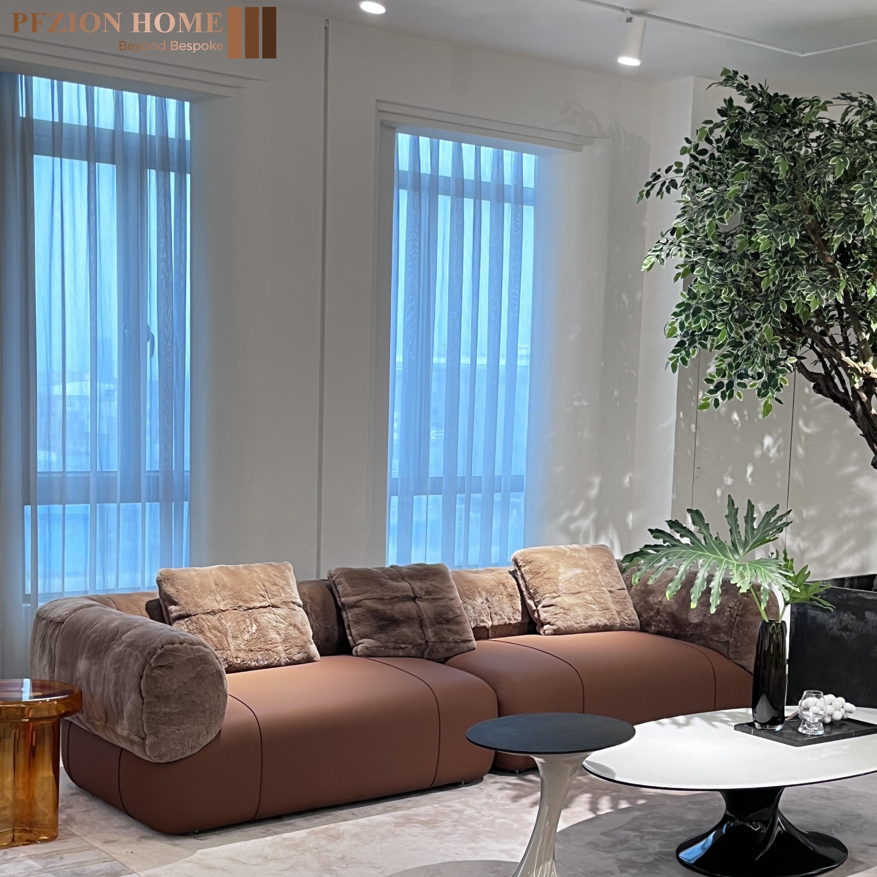 PFZION HOME Original Design Luxury Fur Cover Sofa Material Collision Villa Living Room Sofa