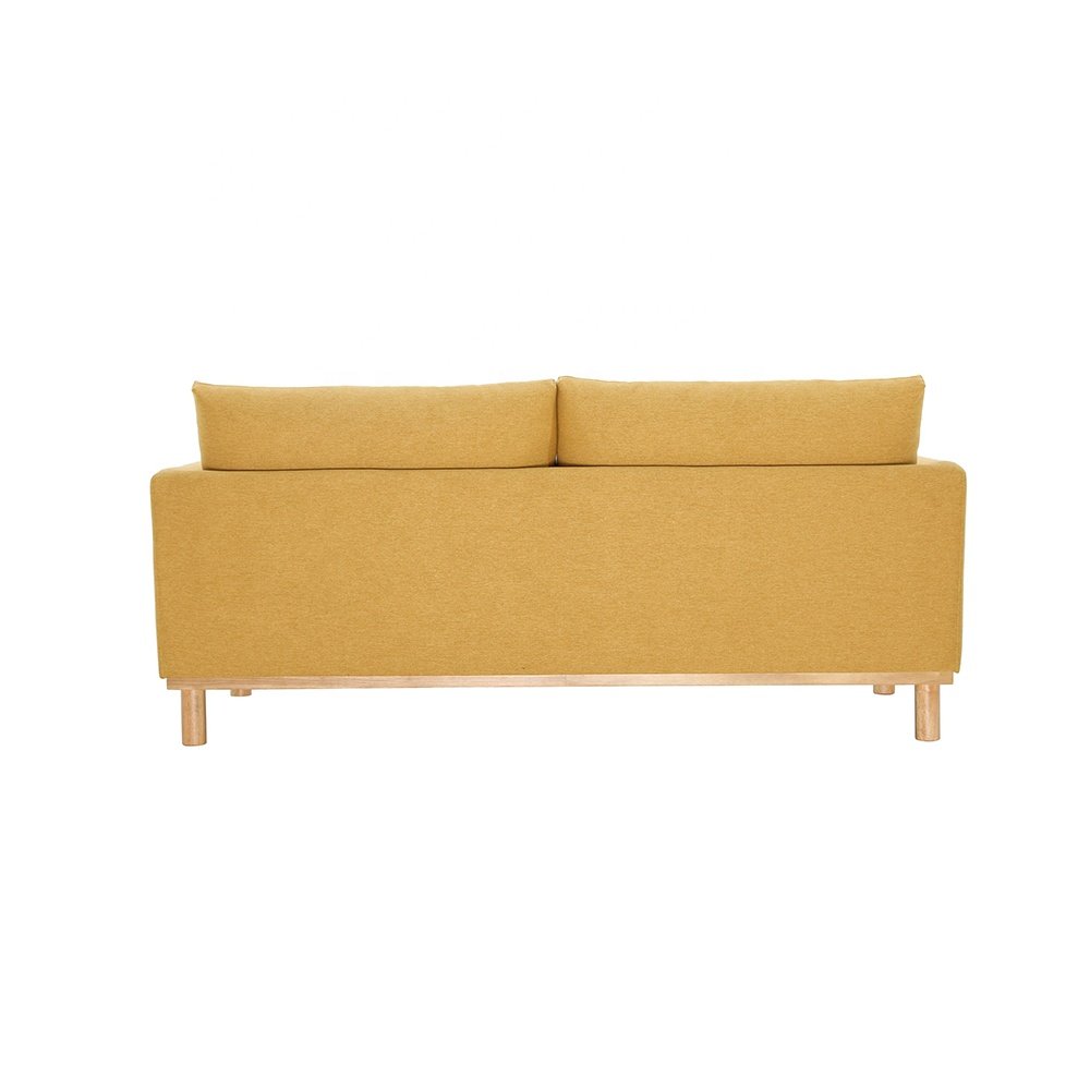 Nordic Bright yellow quality fabric with nature wood decorate simple leisure small living room can be customized sofa set