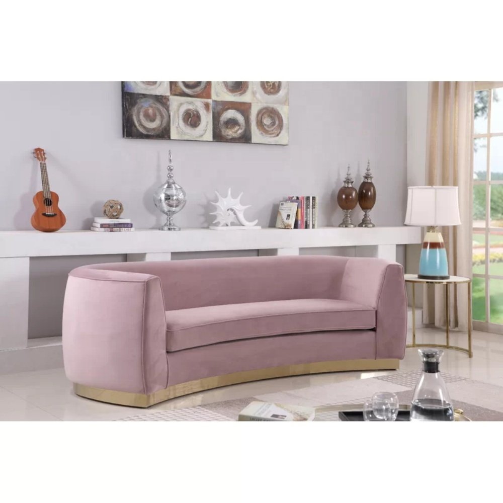 European style luxury popular lounge blue velvet sofa with metal frame living room furniture set