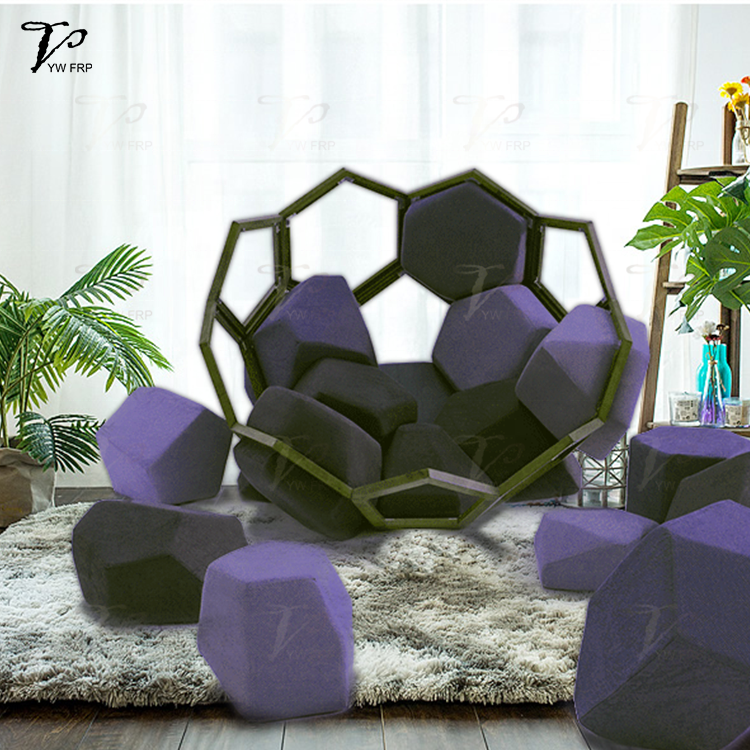 Nordic Quartz Fabric honeycomb armchair Polygonal combination lounge chair couch living room sofa