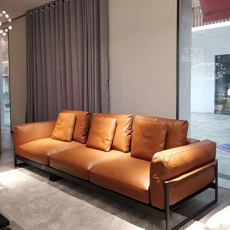 OKF Wholesale light luxury Italian sofa couches living room sofa leather modern minimal modular sofa