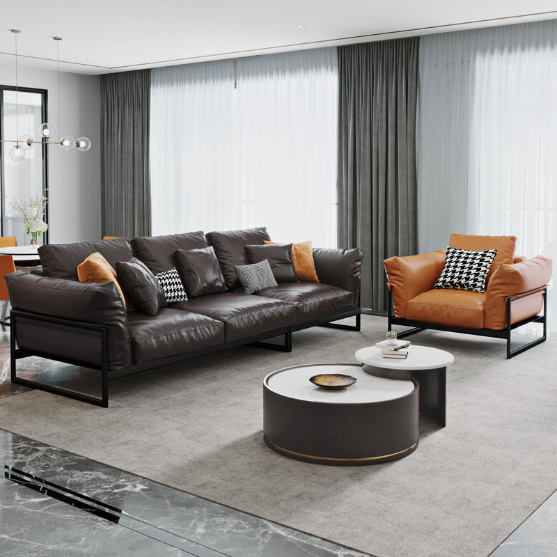 OKF Wholesale light luxury Italian sofa couches living room sofa leather modern minimal modular sofa
