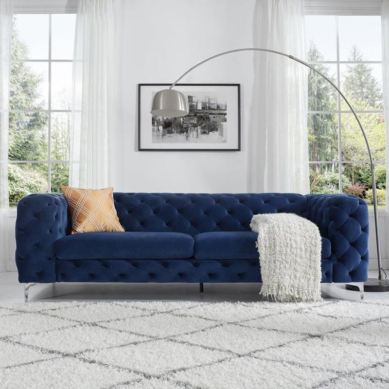 Hot Sale European Sectional Seater Velvet Fabric Sofa Set Tufted Design Hotel Sofa High quality hotel restaurant three-per