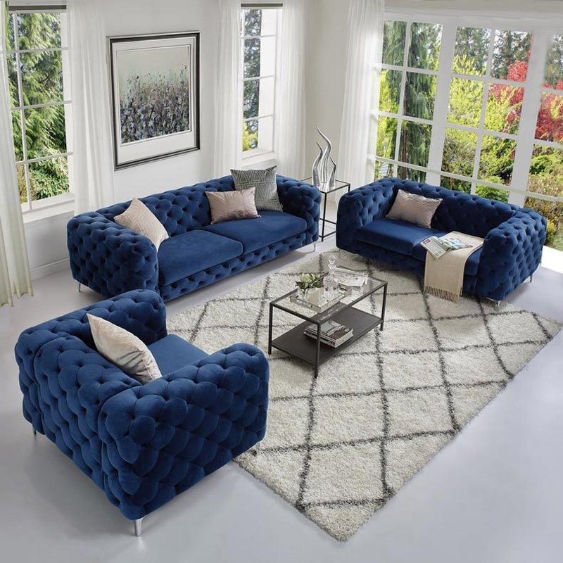 Hot Sale European Sectional Seater Velvet Fabric Sofa Set Tufted Design Hotel Sofa High quality hotel restaurant three-per