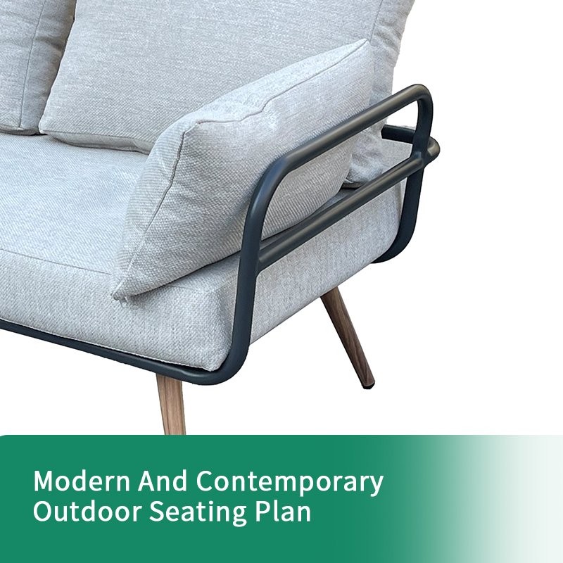 Custom Outdoor Waterproof Fabric Aluminum High-end Garden Sofa Hotel Living Room White Faux Wood Board Sofa Set