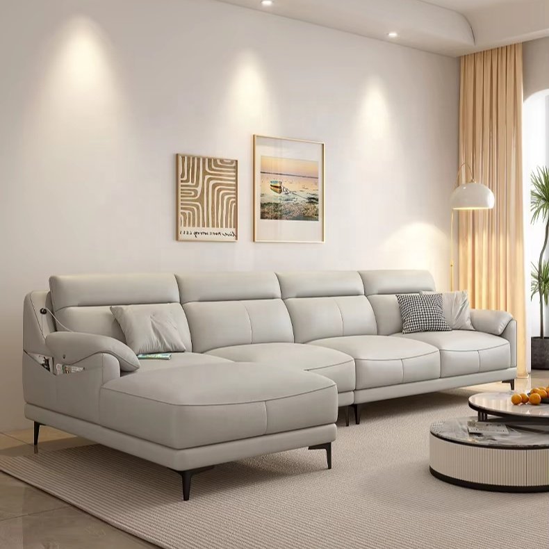 Customizable Modular Sectional Sofa with Tufted Reclining Seats Solid Wood Frame