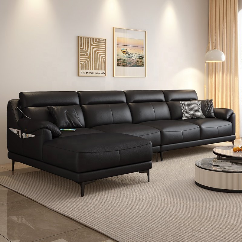 Customizable Modular Sectional Sofa with Tufted Reclining Seats Solid Wood Frame