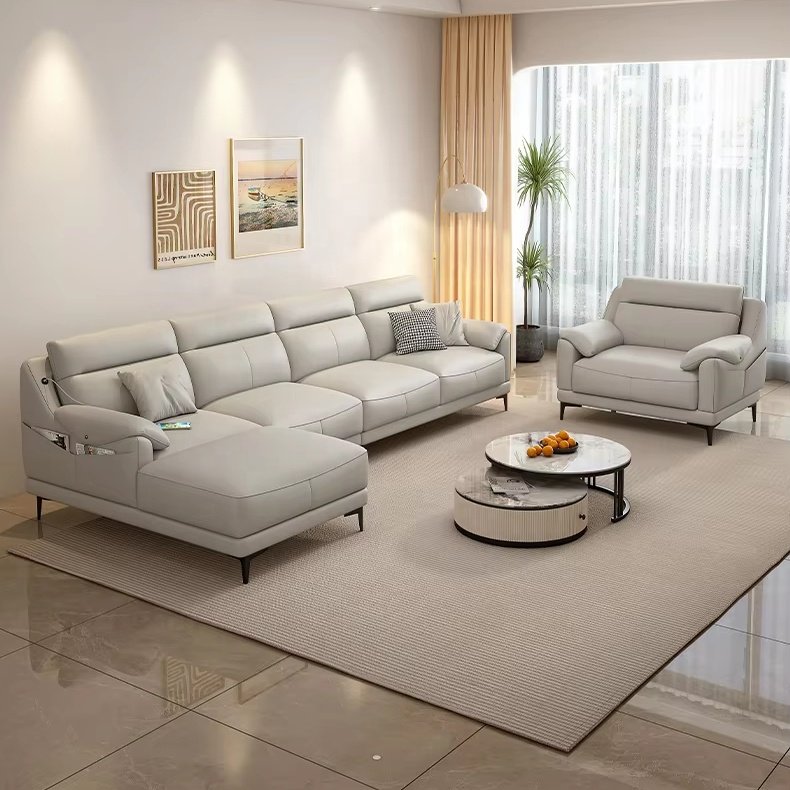 Customizable Modular Sectional Sofa with Tufted Reclining Seats Solid Wood Frame