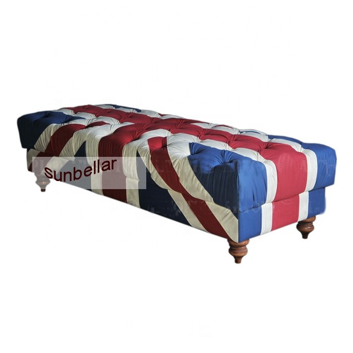 British fabric chesterfield sofa 3seater with flag fully tufted buttons cotton linen sofa hotel club living room sofa set design