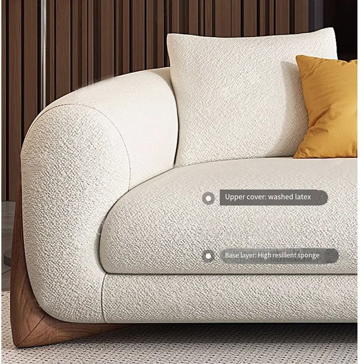 Home Furniture 3 seat I-shaped simple cream sectional sofa Fabric Living Room Sofas Solid Wood legs