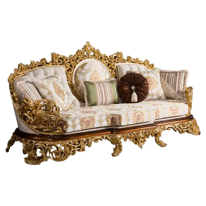 European luxury solid wood carved fabric sofa golden villa royal classic funiture living room sofa