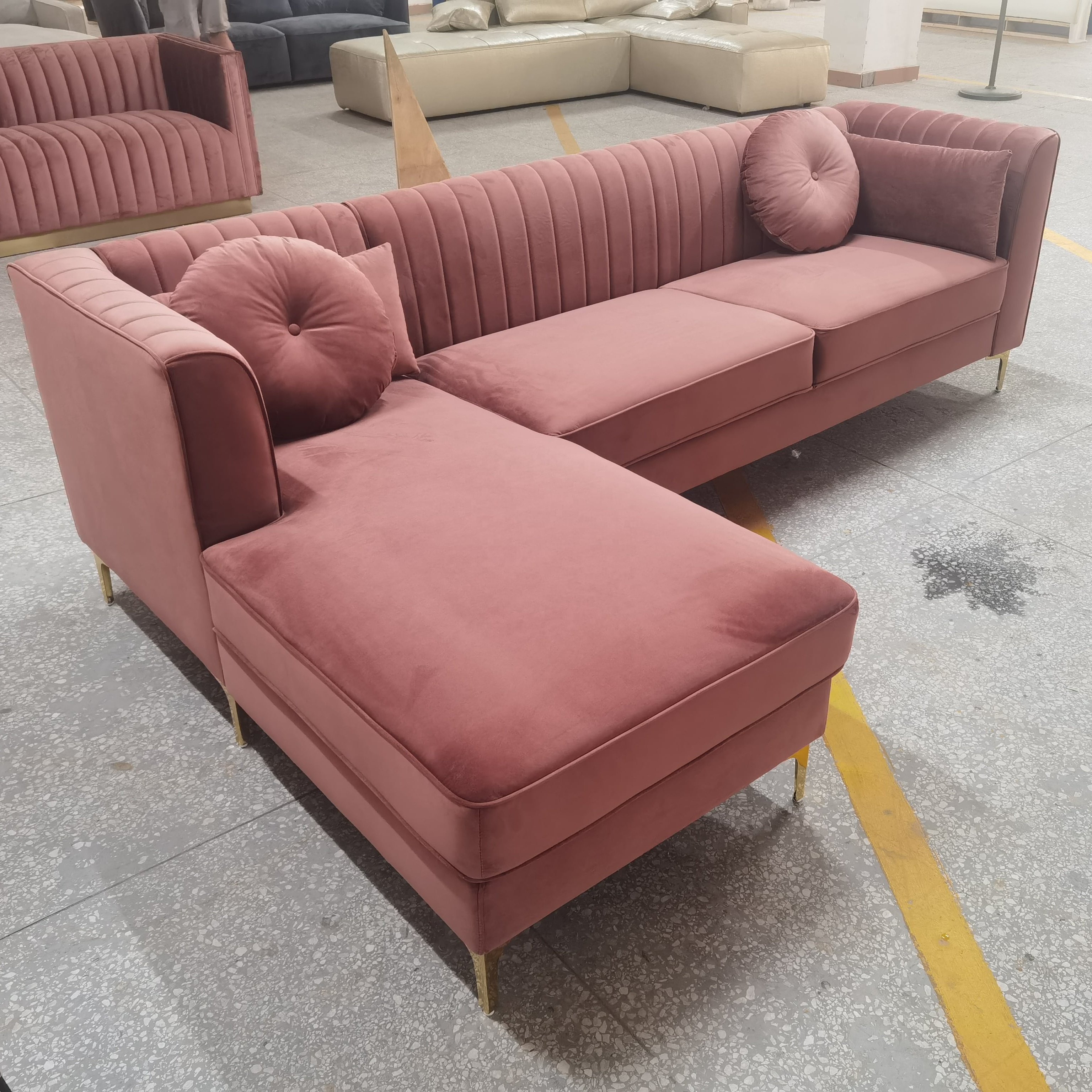 Luxury Velvet Cough Sectional Living Room Sofa Set Furniture Chair For Home