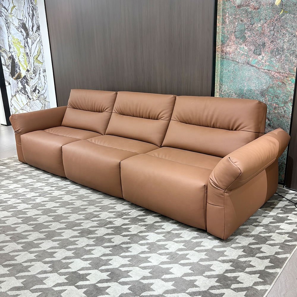 European Style Solid Wood Frame Sofa Bed Genuine Leather Home Furniture for Living Room & Dining Cinematic Villa Section Feature