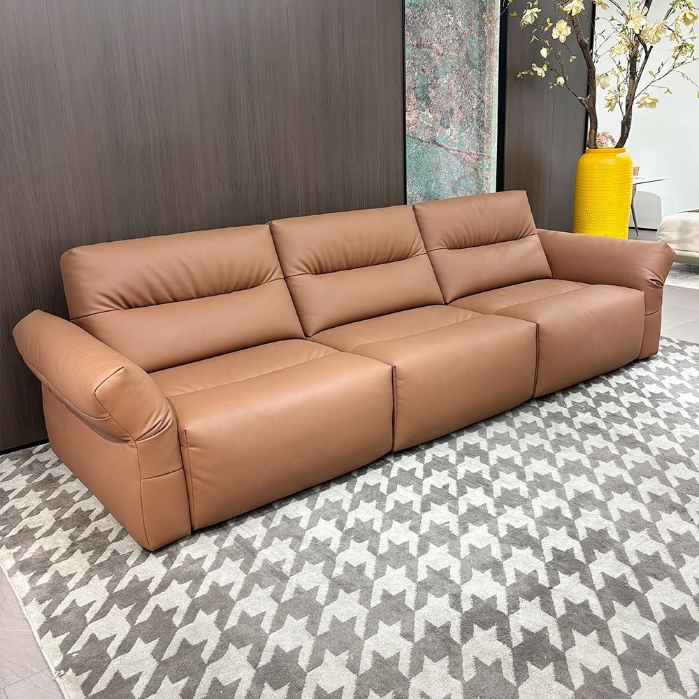 European Style Solid Wood Frame Sofa Bed Genuine Leather Home Furniture for Living Room & Dining Cinematic Villa Section Feature