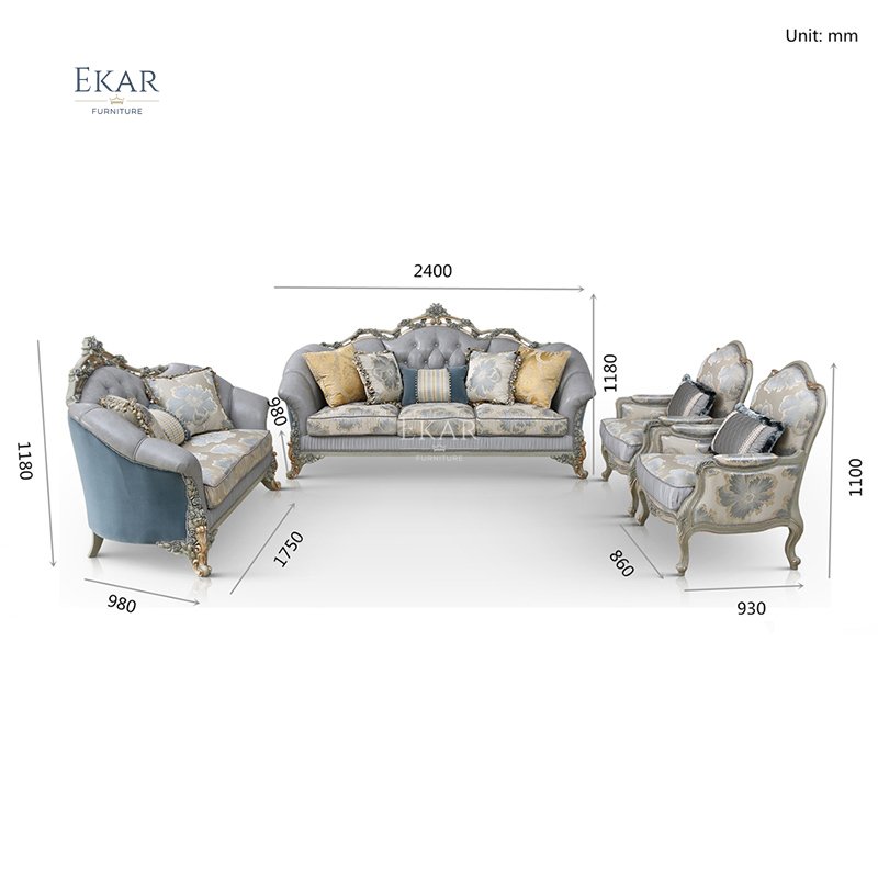 Retro Home Decor Wooden Sofa Furniture Luxury Solid Wood Carved Sofa European Living Room Furniture for Luxurious Palace