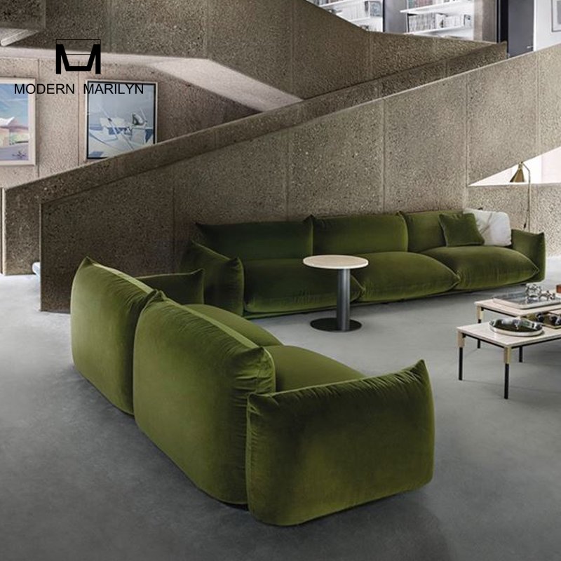 Modern Cozy Marenco Living Room Sofa Italian Sofas Luxury Upholstery Microfiber Fabric Modular Sectional Couch In Velvet