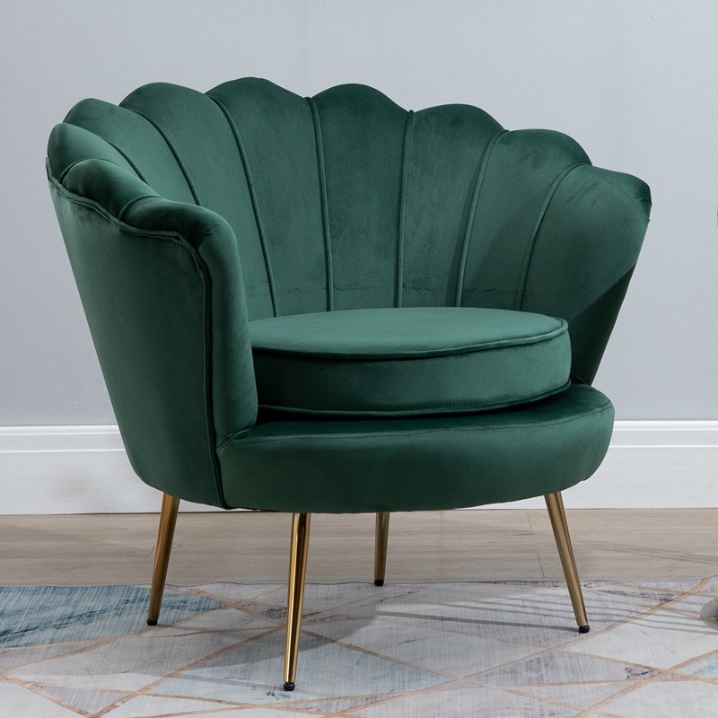Living Room Sofa Armchair Luxury Velvet Upholstered Accent Chair with Padded Cushion