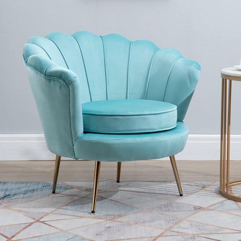 Living Room Sofa Armchair Luxury Velvet Upholstered Accent Chair with Padded Cushion
