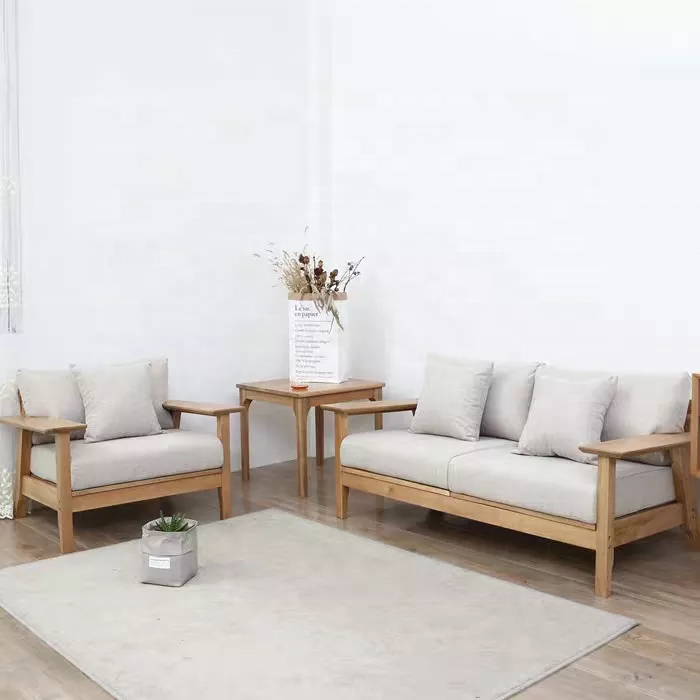 Mfun big factory brand hot sale simple wooden sofa set design couch living room furniture sofa