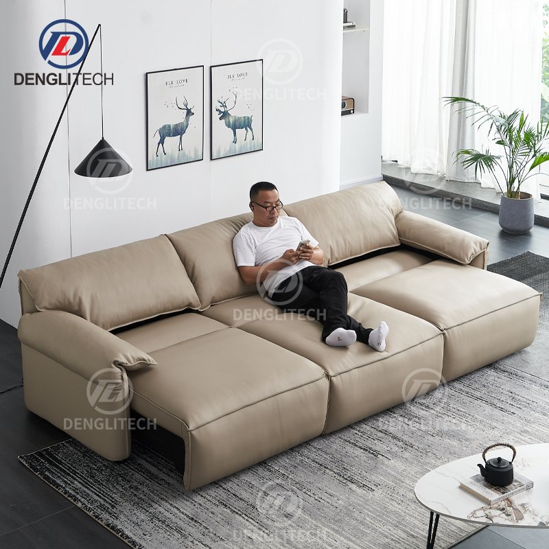 Modern Simple Home Furniture Sectional Electric Recliner Sofa 3 Seater Nordic Power Retractable Couch Living Room Sofas