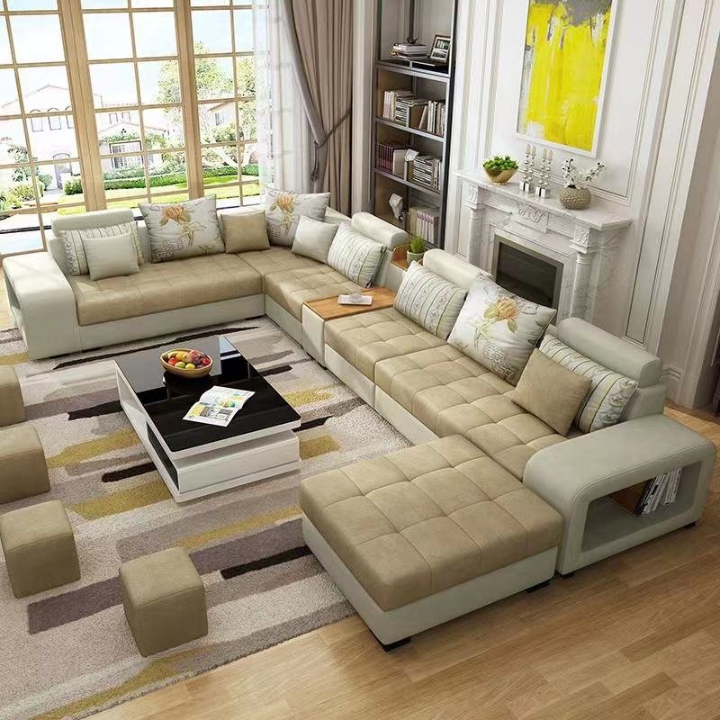 Best Price Good Quality Modern Design Sofa U Shape Living Room Sofa Sets Luxury Leather Sectional Sleeper Sofas