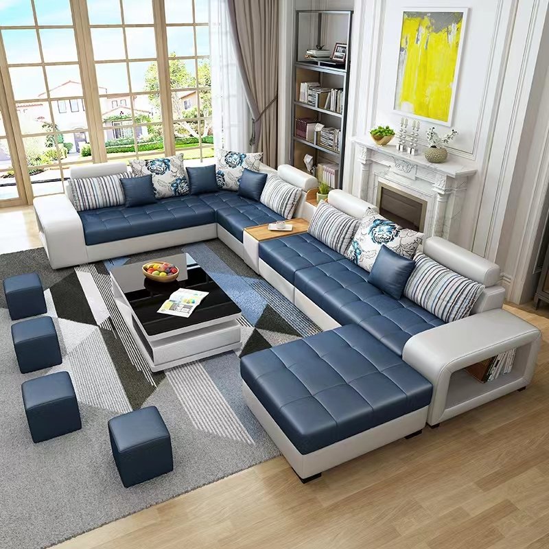 Best Price Good Quality Modern Design Sofa U Shape Living Room Sofa Sets Luxury Leather Sectional Sleeper Sofas