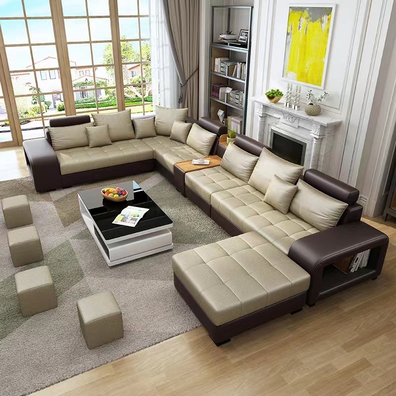 Best Price Good Quality Modern Design Sofa U Shape Living Room Sofa Sets Luxury Leather Sectional Sleeper Sofas