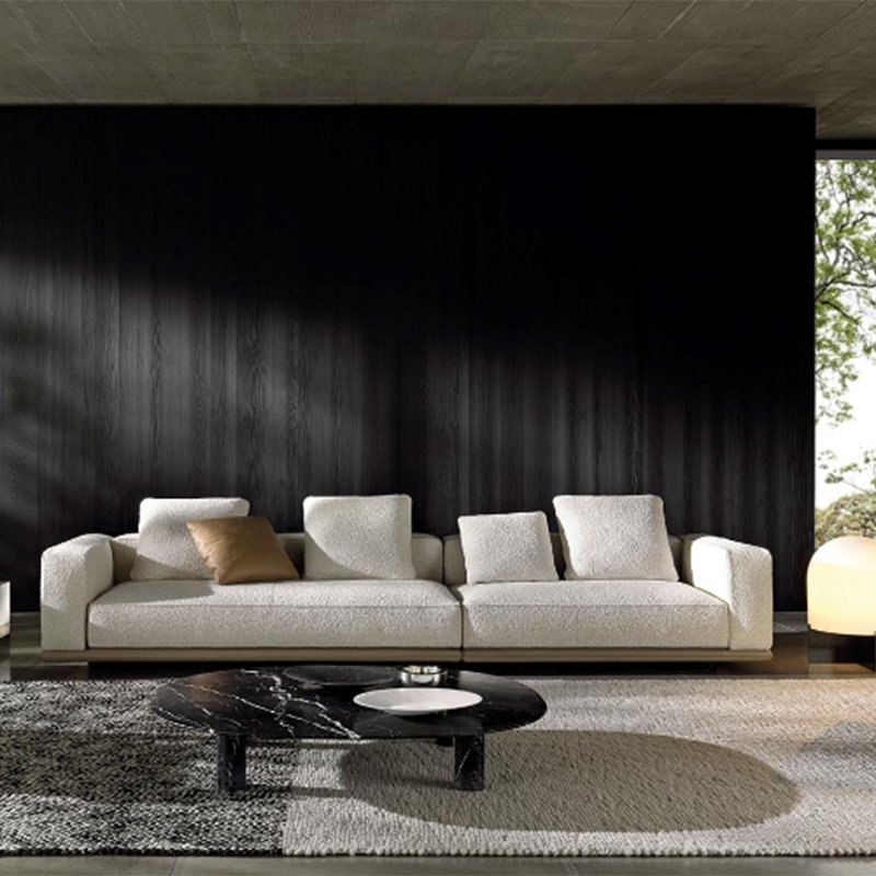 Italian minimalist horizon straight line cloth sofa large family living room flat horizon shaped corner sofa
