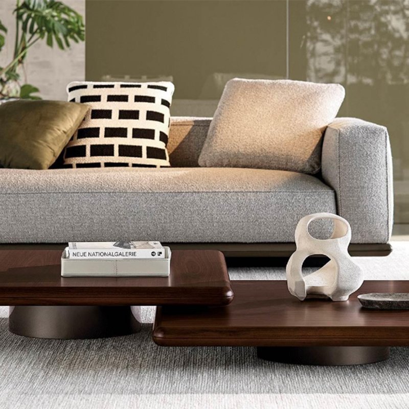 Italian minimalist horizon straight line cloth sofa large family living room flat horizon shaped corner sofa