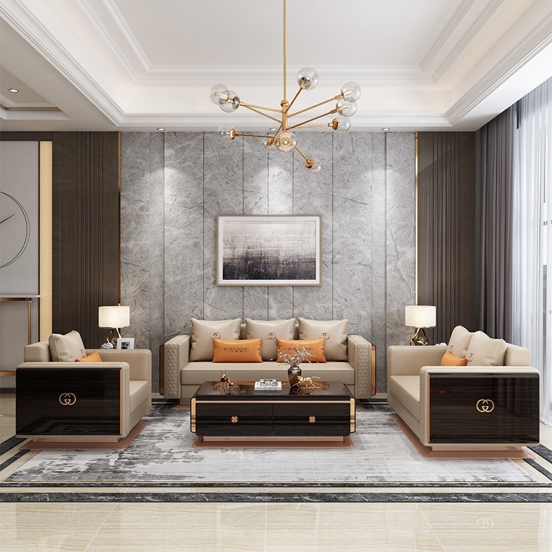 Modern Royal Sofa Set Luxury Living Room Furniture Trending Products 2023 New Top Grain Leather 1 Set Carton+foam+wooden Frame