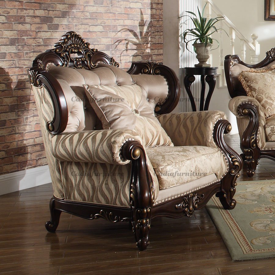 Antique Design Living Room 6 Seat Sofas Traditional Wooden Frame Fabric European Sectional Sofa Classic Sofa Set Luxury