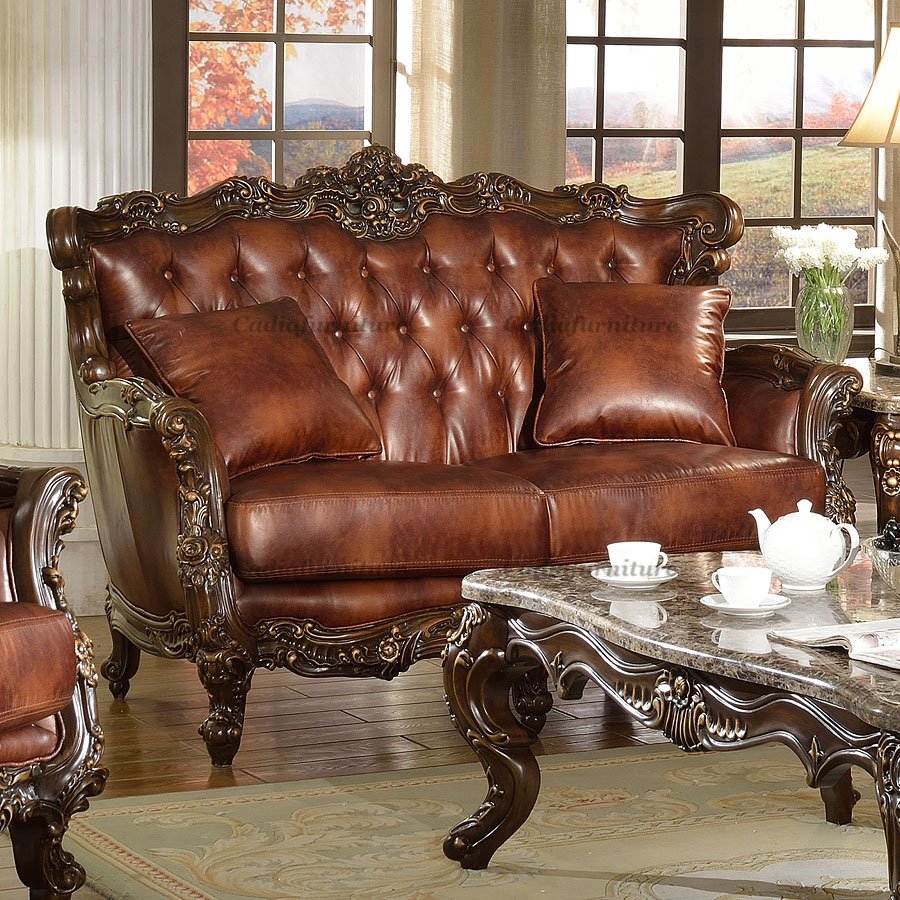 Antique Design Living Room 6 Seat Sofas Traditional Wooden Frame Fabric European Sectional Sofa Classic Sofa Set Luxury