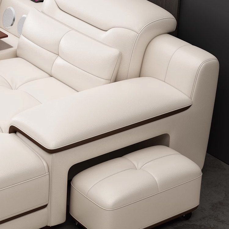 Italian Luxury L Shape Modular Leather Couch Living Room Sofa Modern corner leather sofa combination
