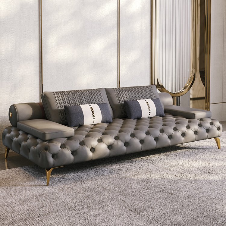 Italian design couch tufted modern luxury leather sofa set furniture living room sofas